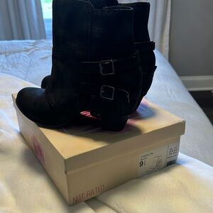 Not Rated Women's Black Buckle Ankle Booties